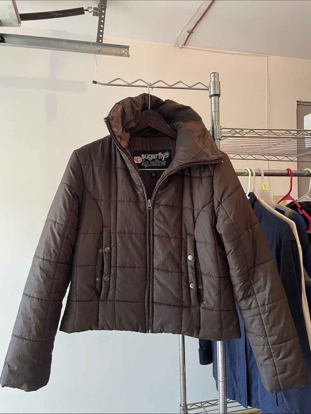 Sugarfly Women's Quilted Chocolate Brown Puffer Jacket